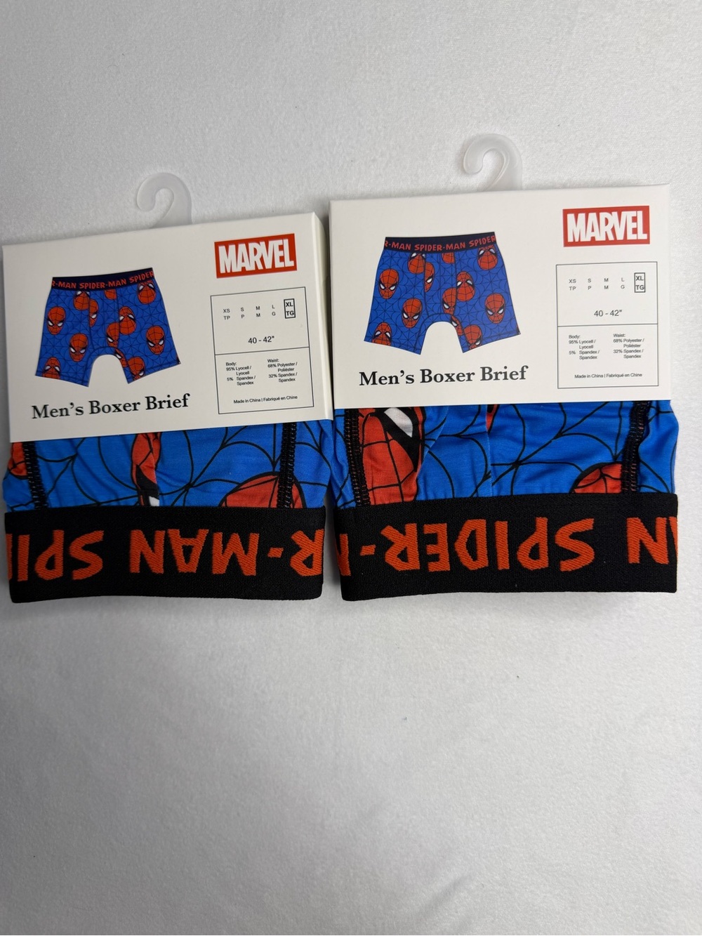 Spider-Man Men’s Boxer Briefs 2-Pack XL Blue Marvel NIP Soft Stretch Underwear